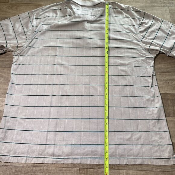 Izod Mens Shirt Short Sleeve Polo Size XXL Gray Striped 100% Cotton - Picture 6 of 7